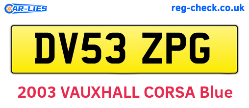 DV53ZPG are the vehicle registration plates.