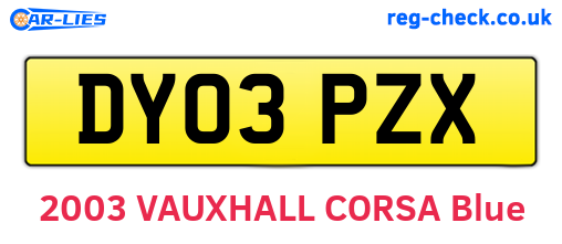 DY03PZX are the vehicle registration plates.