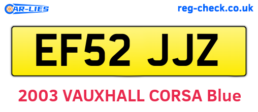 EF52JJZ are the vehicle registration plates.