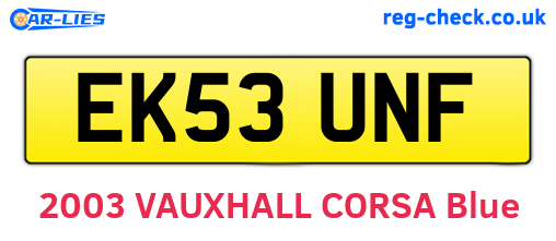 EK53UNF are the vehicle registration plates.