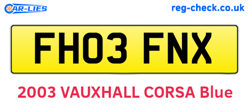 FH03FNX are the vehicle registration plates.