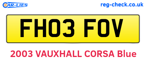 FH03FOV are the vehicle registration plates.