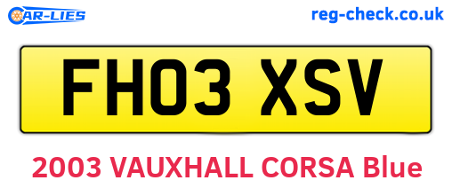 FH03XSV are the vehicle registration plates.