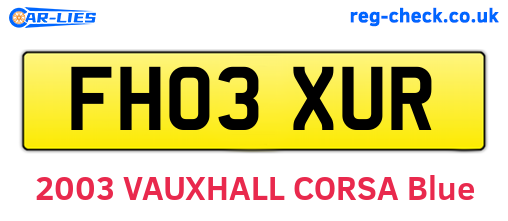 FH03XUR are the vehicle registration plates.