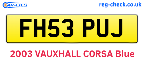 FH53PUJ are the vehicle registration plates.