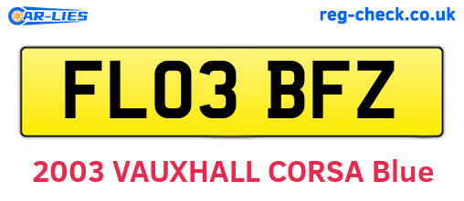 FL03BFZ are the vehicle registration plates.