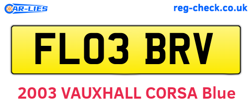 FL03BRV are the vehicle registration plates.