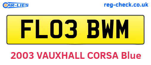 FL03BWM are the vehicle registration plates.