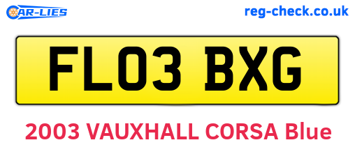 FL03BXG are the vehicle registration plates.