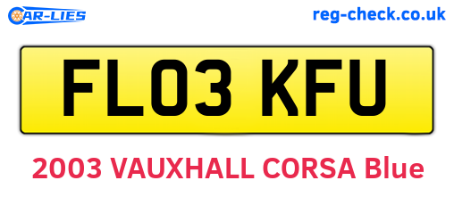 FL03KFU are the vehicle registration plates.