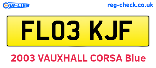 FL03KJF are the vehicle registration plates.