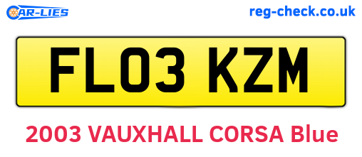 FL03KZM are the vehicle registration plates.