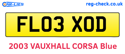 FL03XOD are the vehicle registration plates.