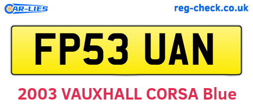 FP53UAN are the vehicle registration plates.