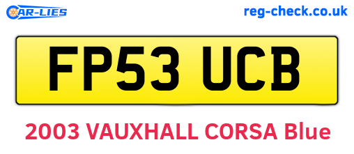 FP53UCB are the vehicle registration plates.