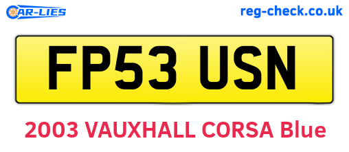 FP53USN are the vehicle registration plates.