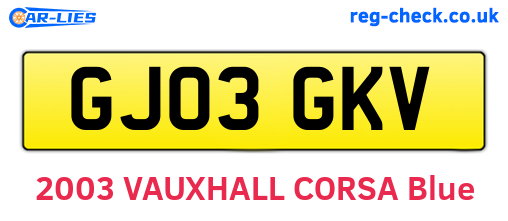 GJ03GKV are the vehicle registration plates.