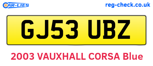 GJ53UBZ are the vehicle registration plates.