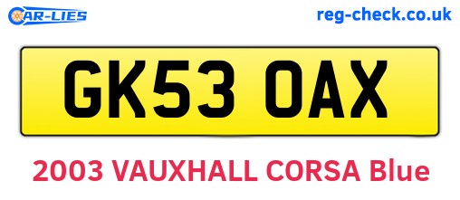 GK53OAX are the vehicle registration plates.