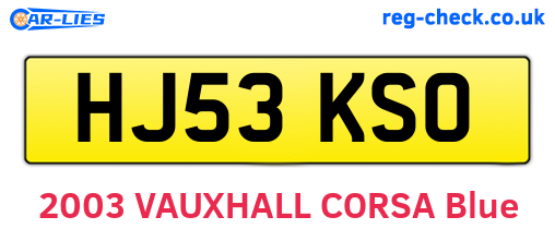 HJ53KSO are the vehicle registration plates.