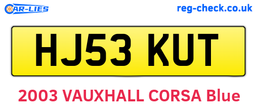 HJ53KUT are the vehicle registration plates.