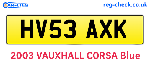 HV53AXK are the vehicle registration plates.