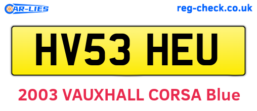 HV53HEU are the vehicle registration plates.