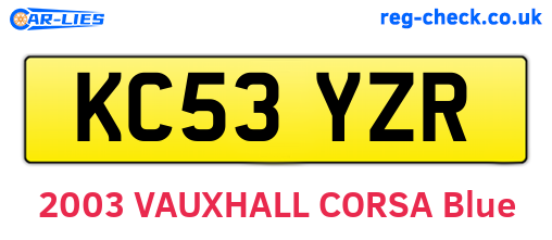 KC53YZR are the vehicle registration plates.