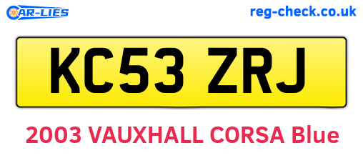 KC53ZRJ are the vehicle registration plates.
