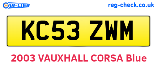 KC53ZWM are the vehicle registration plates.