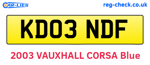 KD03NDF are the vehicle registration plates.