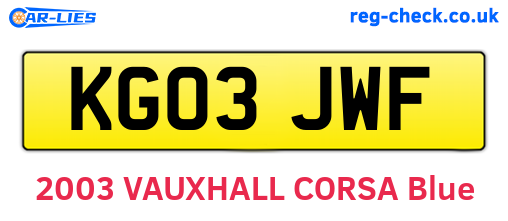 KG03JWF are the vehicle registration plates.