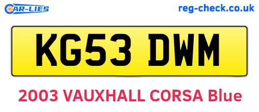 KG53DWM are the vehicle registration plates.