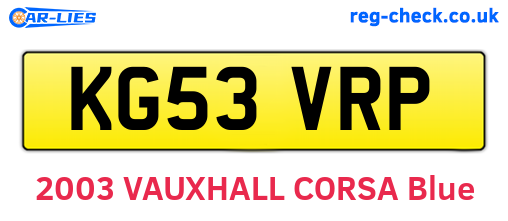KG53VRP are the vehicle registration plates.