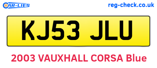 KJ53JLU are the vehicle registration plates.