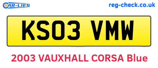 KS03VMW are the vehicle registration plates.