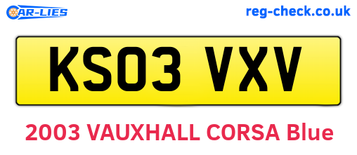 KS03VXV are the vehicle registration plates.