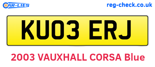 KU03ERJ are the vehicle registration plates.