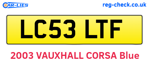 LC53LTF are the vehicle registration plates.