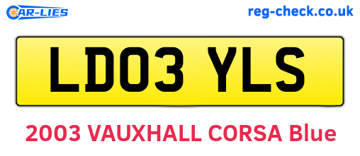 LD03YLS are the vehicle registration plates.