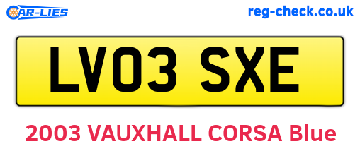 LV03SXE are the vehicle registration plates.