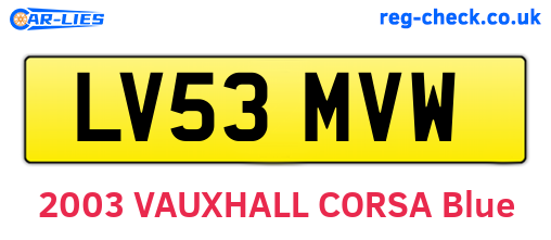 LV53MVW are the vehicle registration plates.