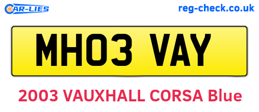 MH03VAY are the vehicle registration plates.