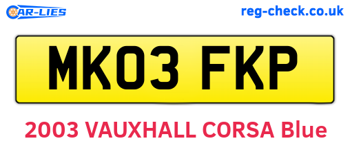 MK03FKP are the vehicle registration plates.