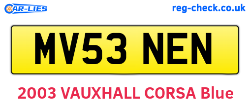 MV53NEN are the vehicle registration plates.