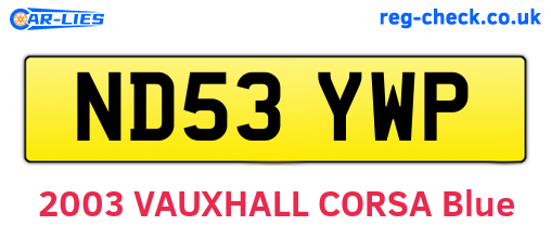 ND53YWP are the vehicle registration plates.