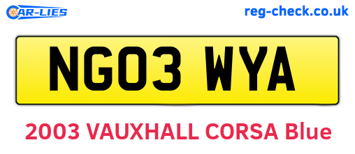NG03WYA are the vehicle registration plates.