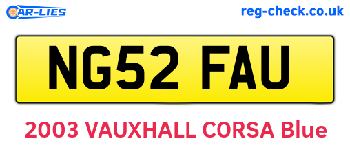 NG52FAU are the vehicle registration plates.