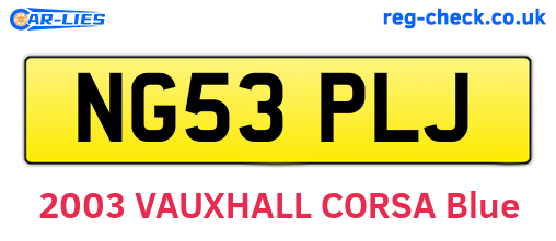 NG53PLJ are the vehicle registration plates.