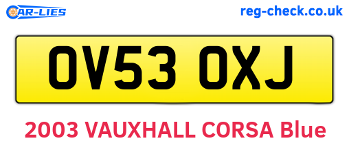 OV53OXJ are the vehicle registration plates.